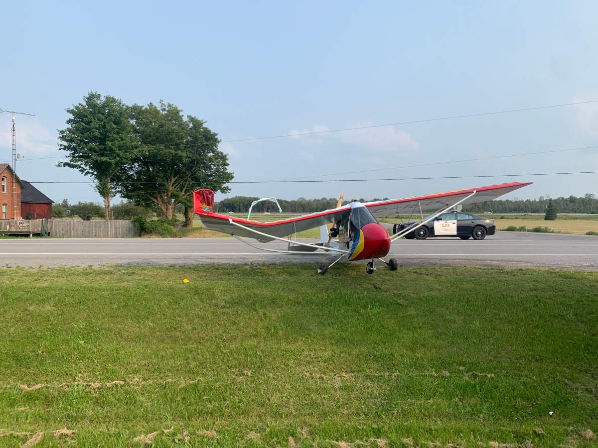 OPP say the lone occupant of the aircraft was not injured in the crash, which caused damage to a hydro pole. The cause of the crash is still under investigation.
