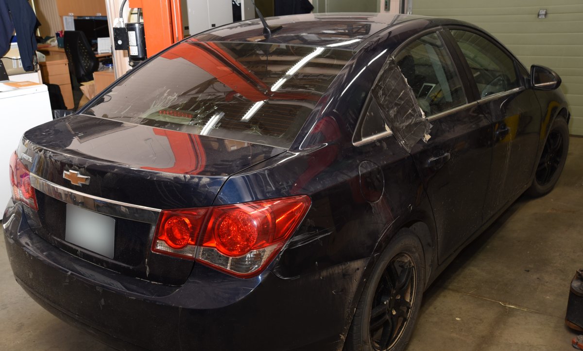 Saskatchewan RCMP said a shot was fired from a dark blue 2011 Chevrolet Cruze at a police vehicle on the Mosquito First Nation.