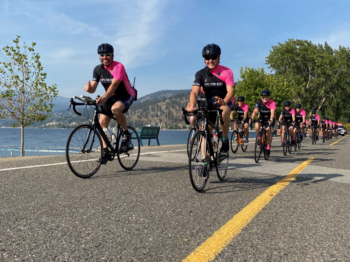 Seen leaving Kelowna on Friday, area police officers are raising money and awareness for kids facing illness, disability or traumatic crisis from the Okanagan to the Kootenays.
