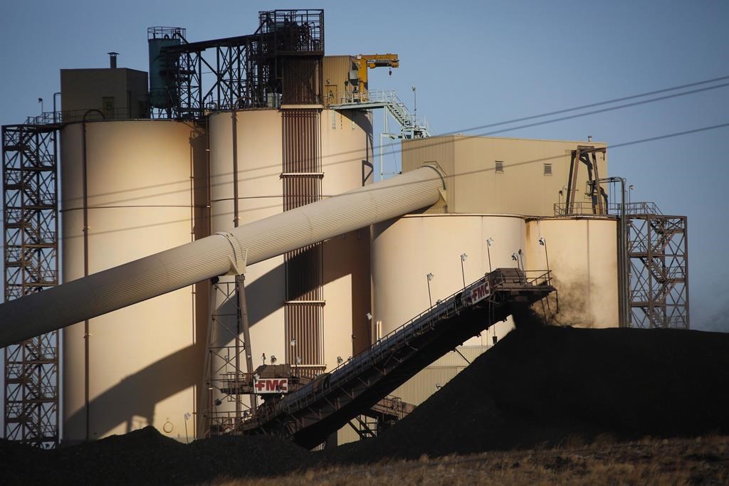 A conveyor belt transports coal at the Westmoreland Coal Company's Sheerness Mine near Hanna, Alta., Tuesday, Dec. 13, 2016. 