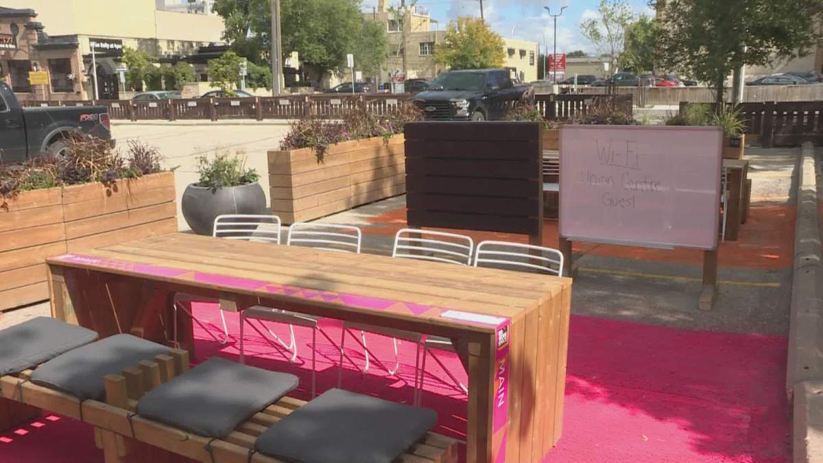 the Downtown Winnipeg BIZ is hoping to encourage workers and students to spend time downtown again with the launch of a new outdoor workspace.