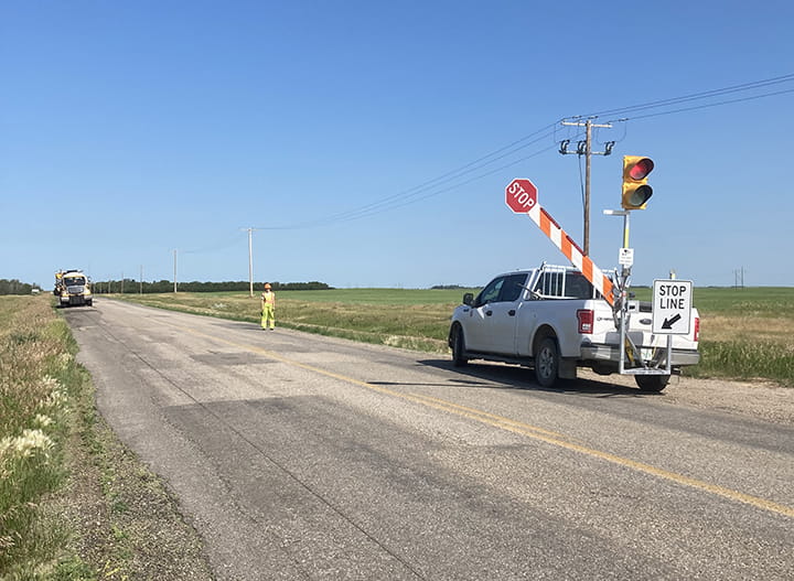 Saskatchewan Highways Minister Fred Bradshaw said automatic flagging assistance devices provide another measure of protection to highway workers.