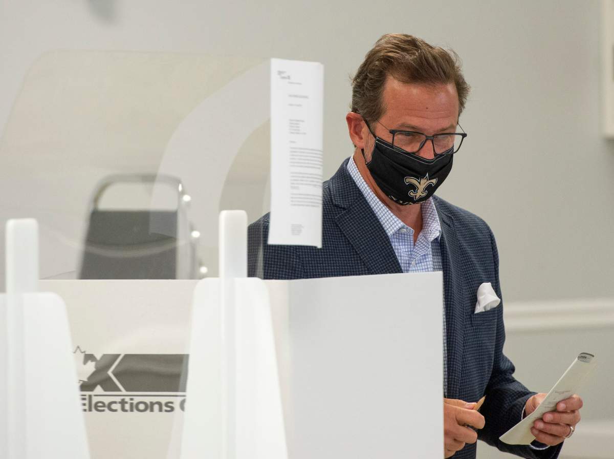 Bloc Quebecois leader Yves-Francois Blanchet casts his ballot