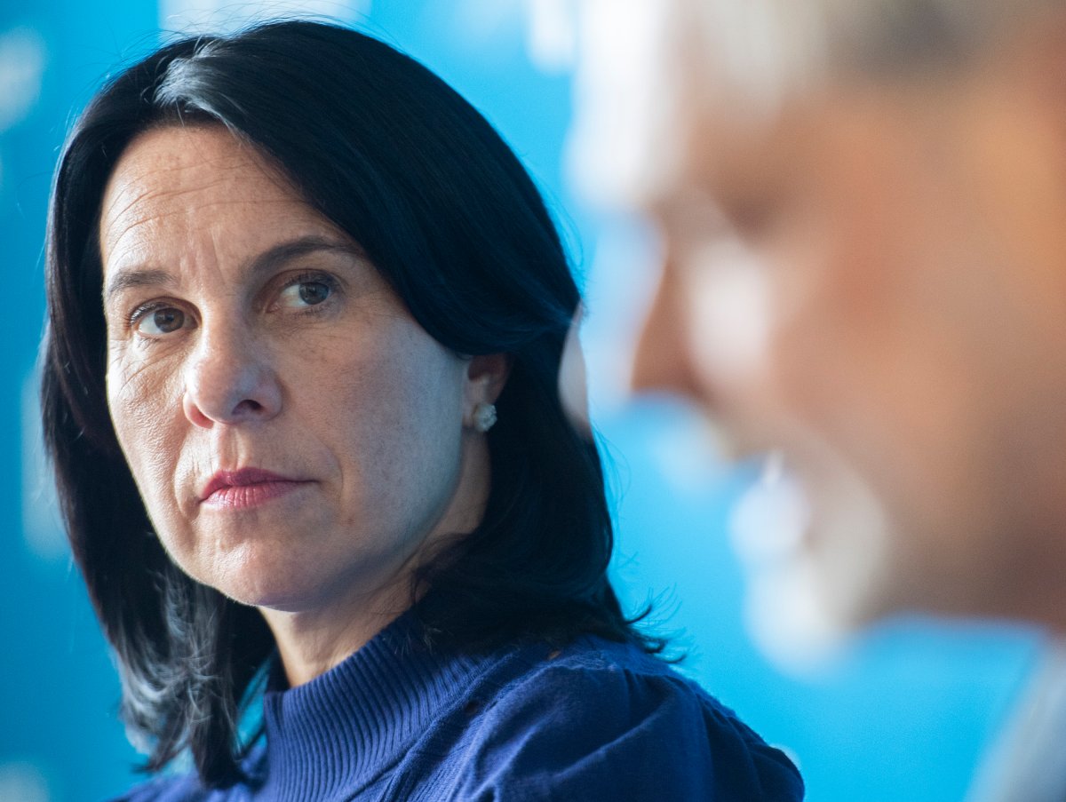 Montreal Mayor Valérie Plante attends a news conference in Montreal, Saturday, Sept. 25, 2021, where she announced her plan for public security. Montrealers will go to the polls in a municipal election on November 7. 