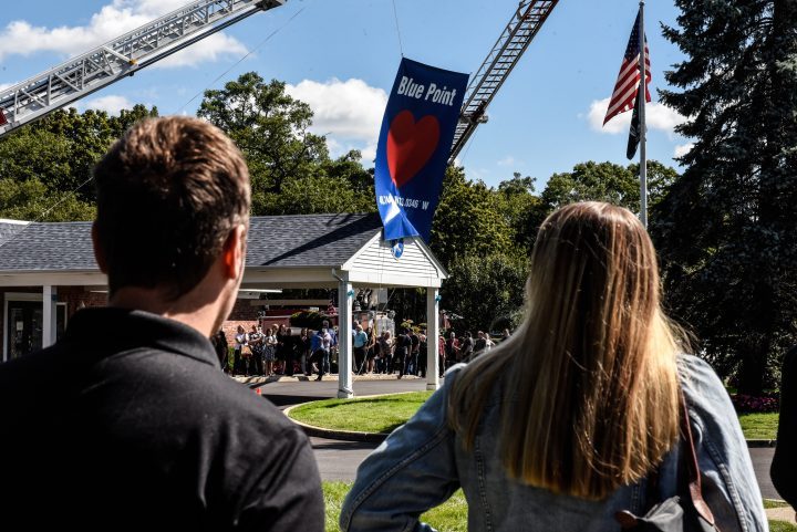 Mourners gather at a funeral home to pay respects to Gabby Petito on September 26, 2021 in Holbrook, New York.