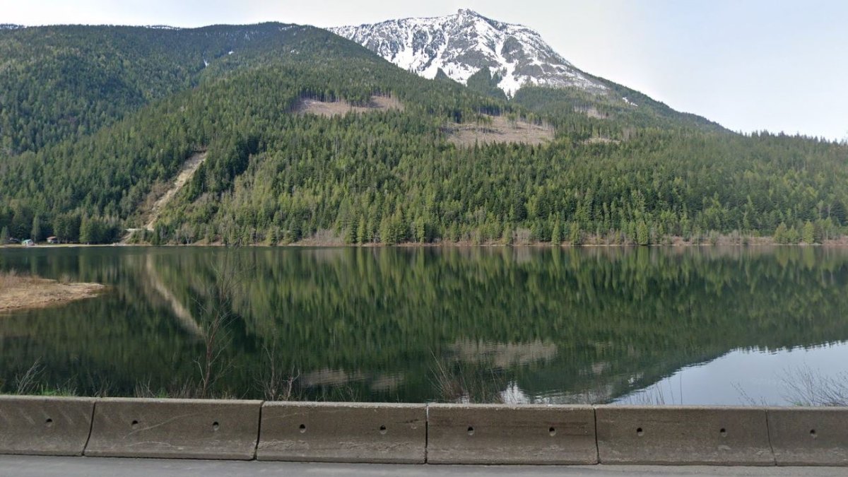 A view of Griffin Lake from the Trans-Canada Highway. Police in Revelstoke say the two men were screaming for help and weren’t wearing lifejackets when their canoe capsized on Griffin Lake on Monday.