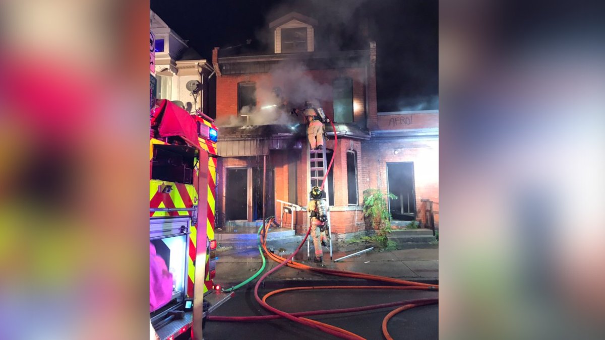 Hamilton Fire say they knocked down a multiple alarm blaze at a two and half storey building on King Street East Monday Sept. 13, 2021.