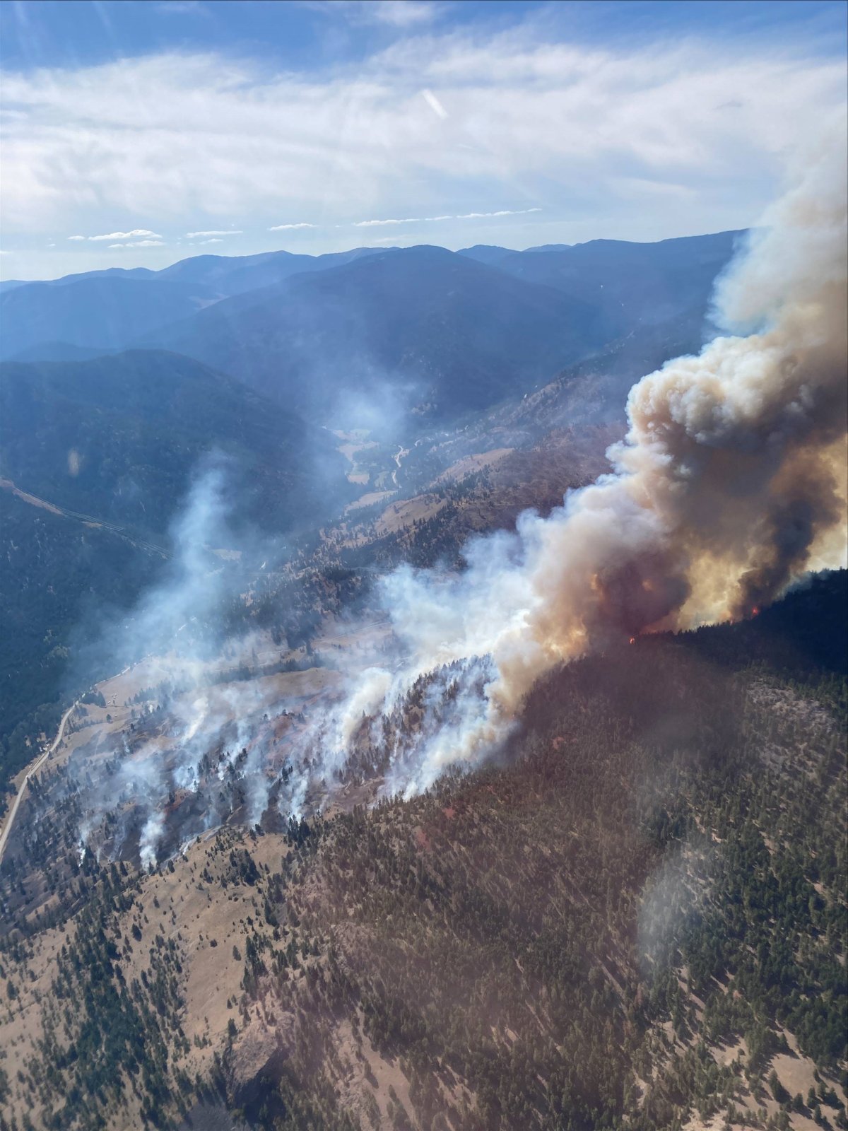 The Hedges Butte fire burning southwest of Penticton on September 3, 2021. 
