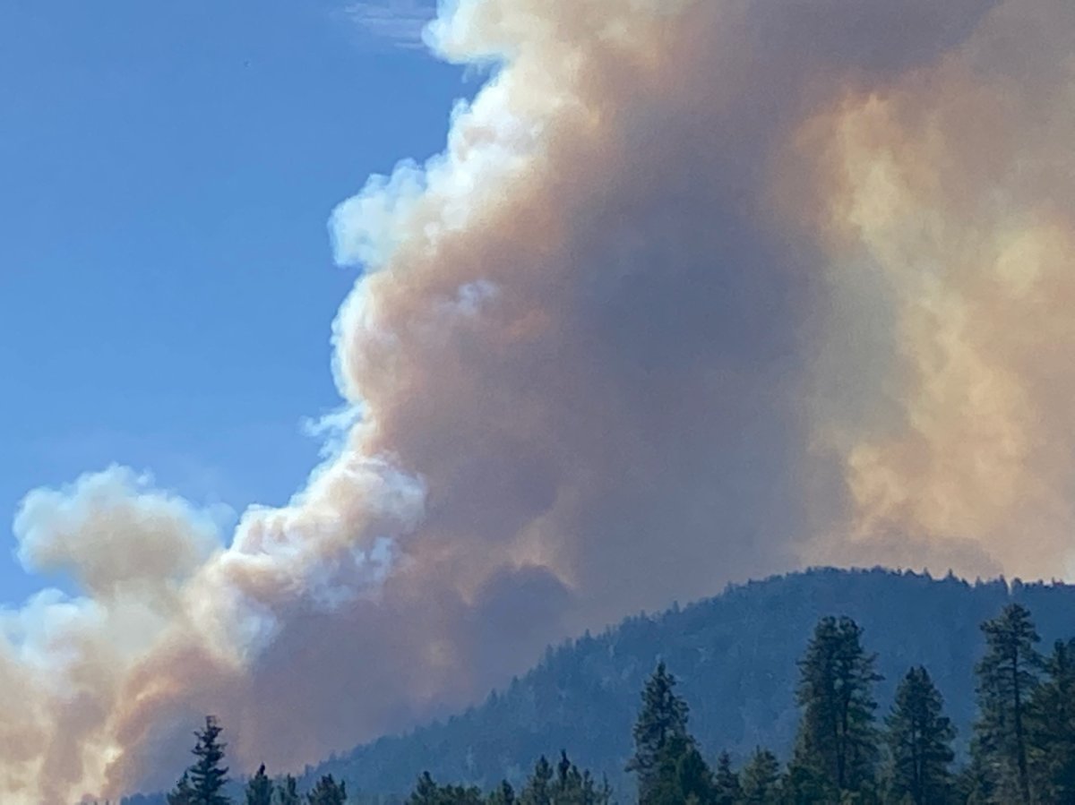 Smoke rises from the Hedges Butte wildfire located between Penticton and Apex Mountain, on Friday, Sept. 3, 2021.