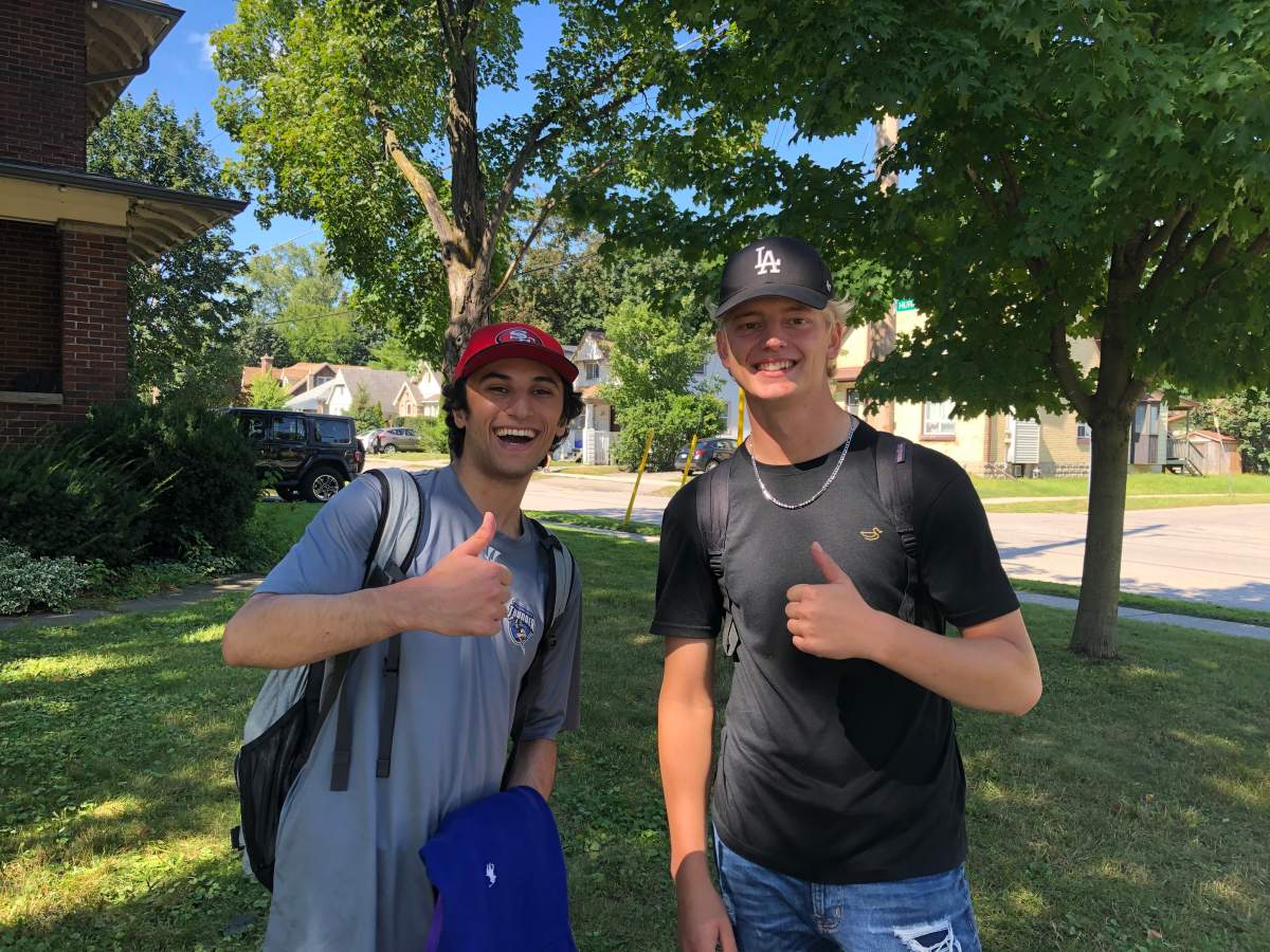 Having only experienced their first in-person university class on Wednesday, second-year students Artai Shoghli (left) and Nikolas Grue are fearful of a return to online learning.