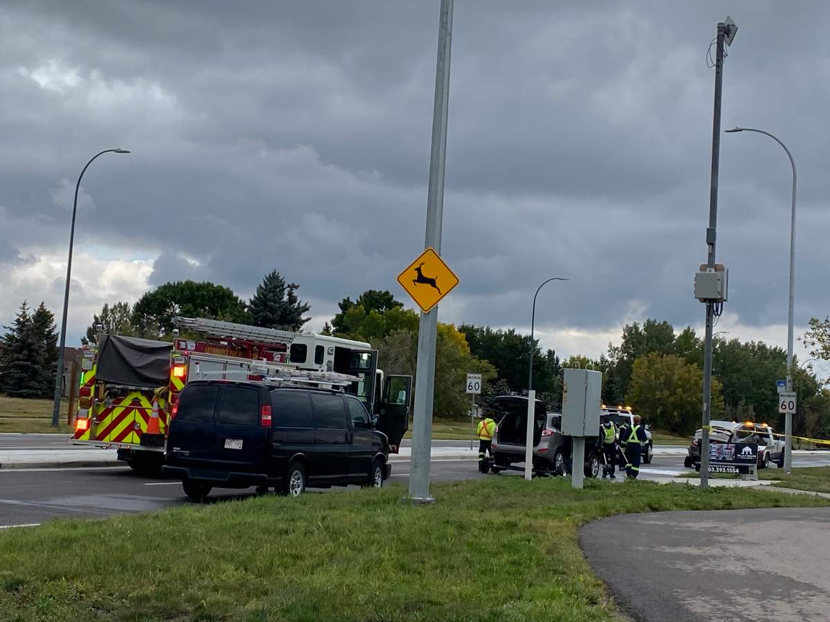 Emergency crews responded to a pedestrian crash in Lethbridge on Saturday, Sept. 11, 2021.