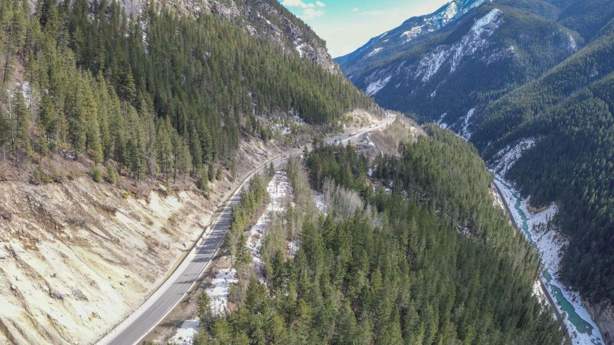A section of the Kicking Horse Canyon along the Trans-Canada Highway in B.C. is seen in this undated photo. 