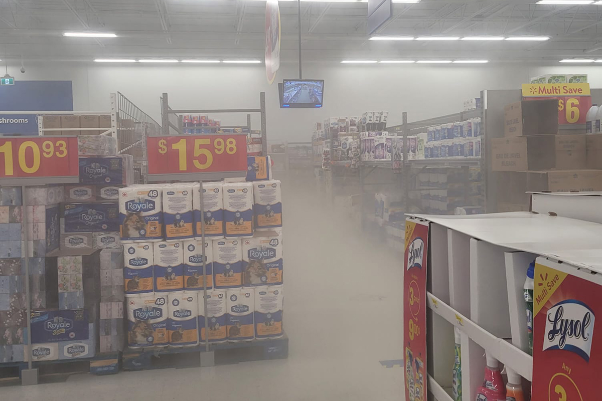 A fire in a Walmart in Kitchener on Sept. 9, 2021. 
