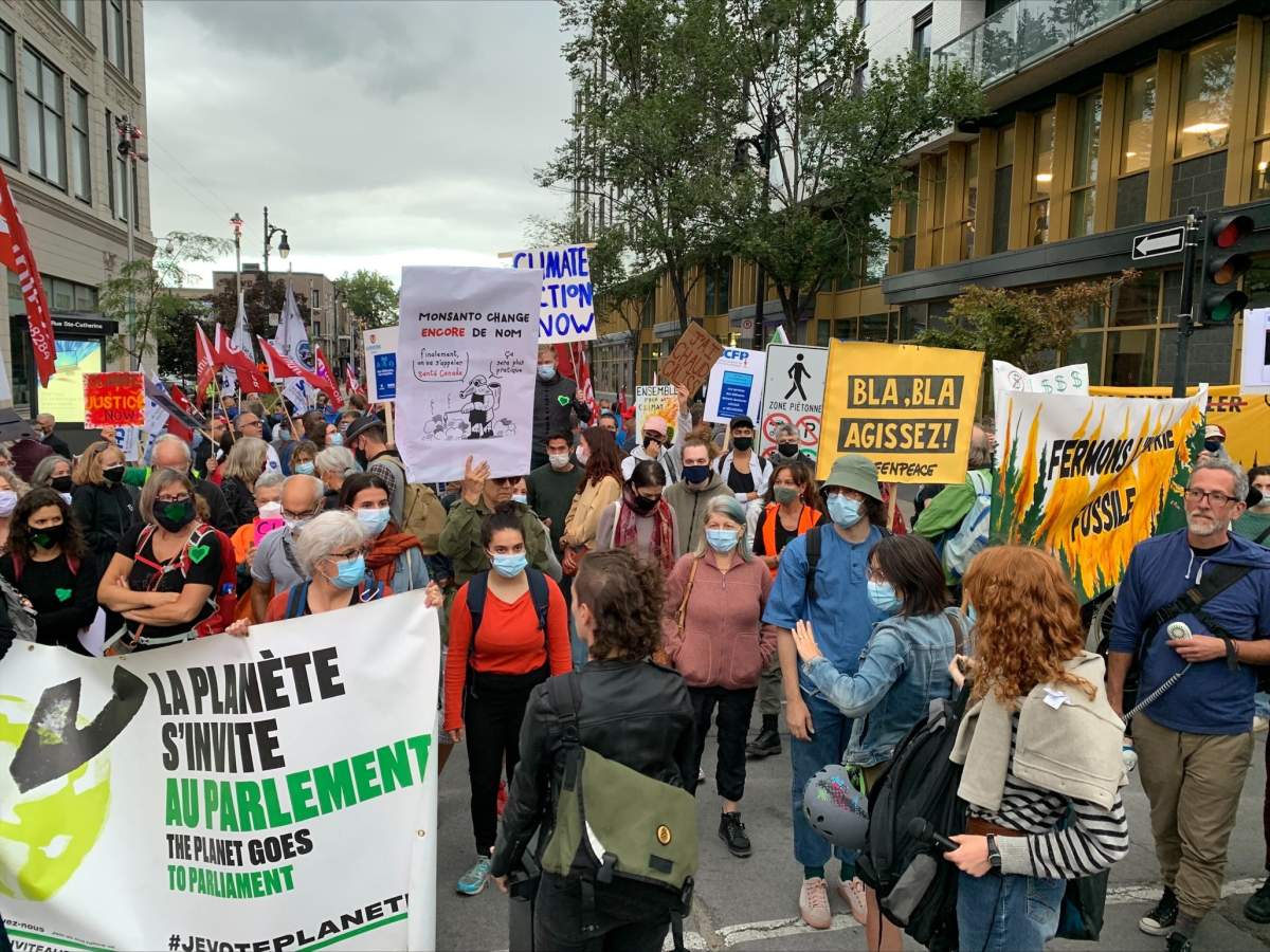 A crowd of protesters gathered outside the TVA building.