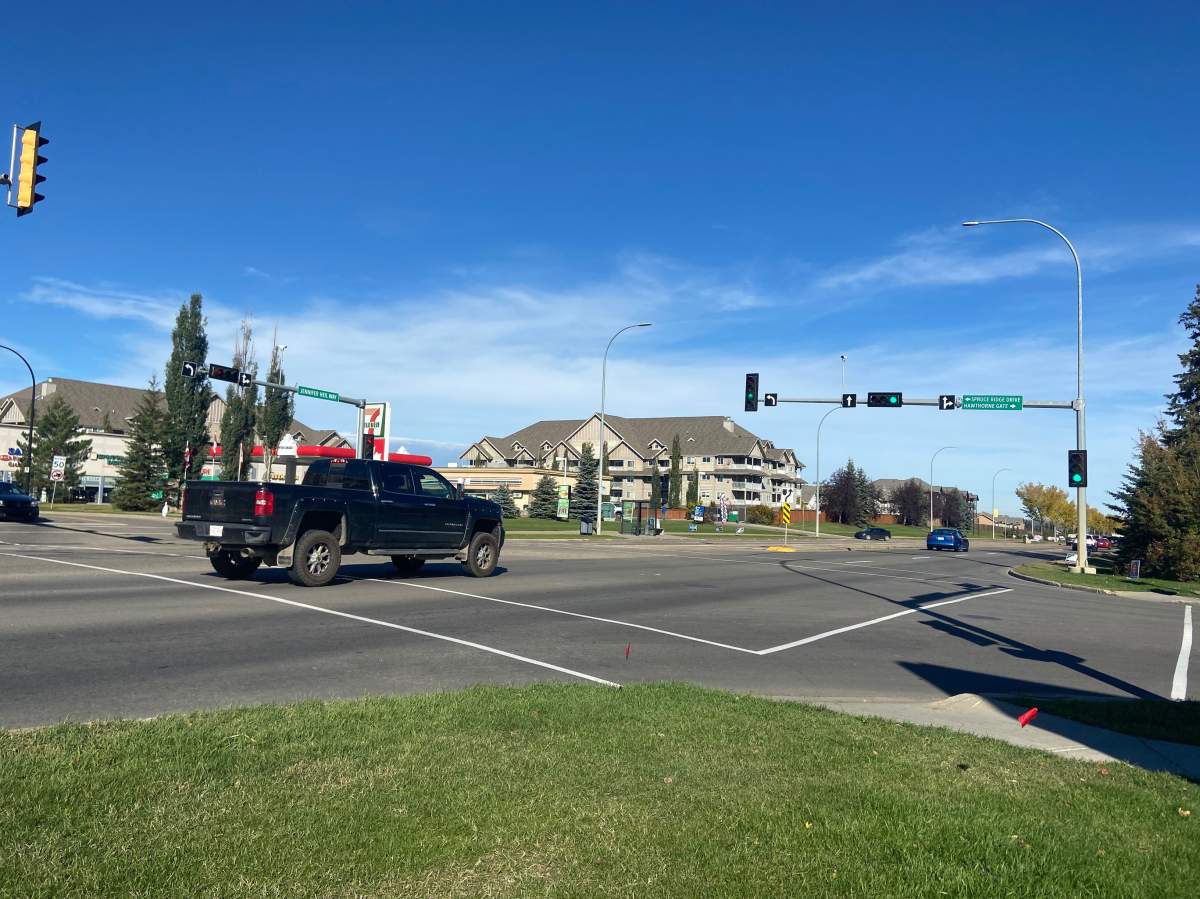 The intersection of Spruce Ridge Road and Jennifer Heil Way in Spruce Grove, Alta. on Friday, Sept. 24, 2021.