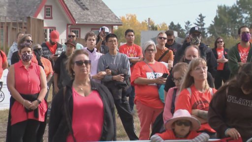 Calgarians gathered at the confluence of the Bow and Elbow rivers for a ceremony marking the first National Day for Truth and Reconciliation.