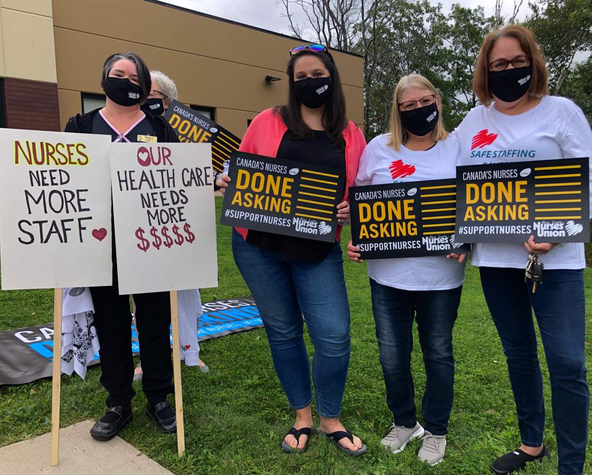 Nurses in Nova Scotia rally to call attention to the nursing shortage.