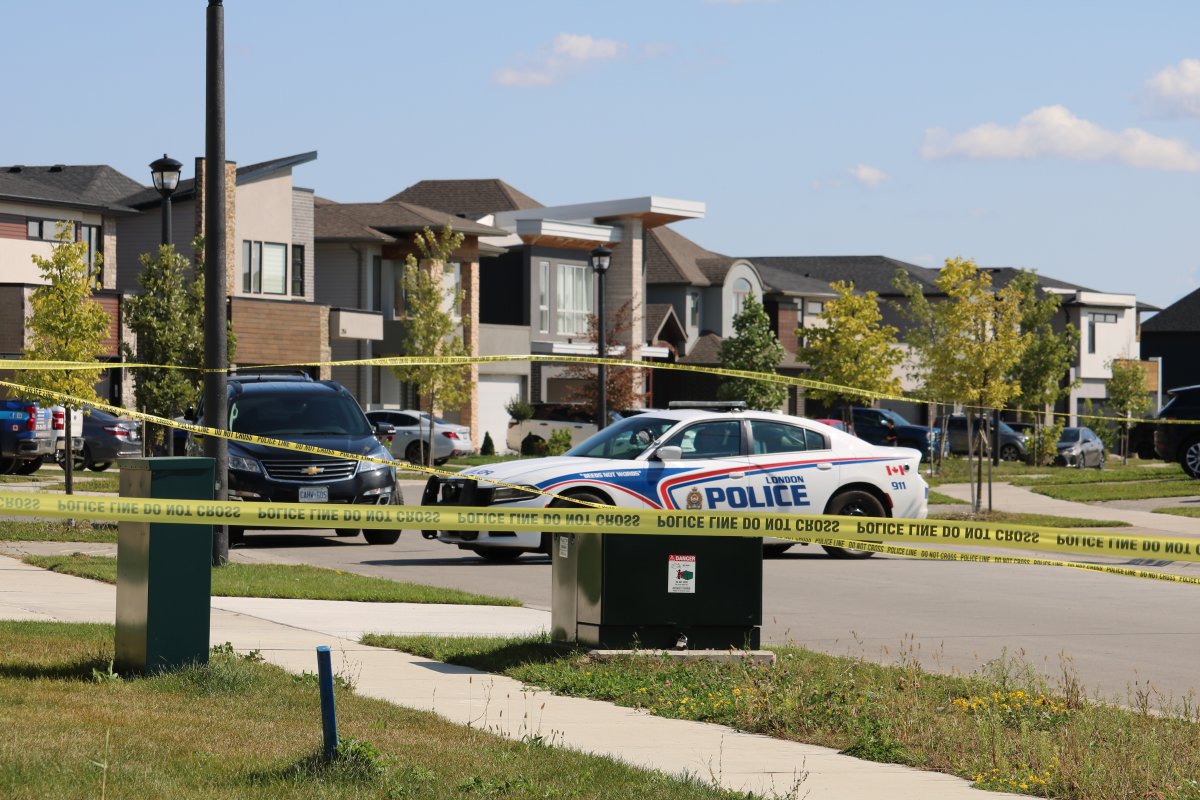 Police car at the scene of fatal shooting in the area of Wateroak Drive and Heardcreek Trail, in the Whitehills neighbourhood. London Ont. September 11, 2021.