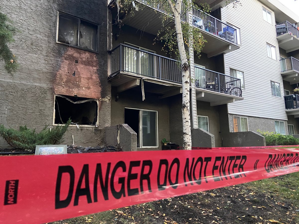 A fire broke out at the Sandlewood Place apartment building (6504 129 Ave.) in northeast Edmonton on Thursday, September 23, 2021.
