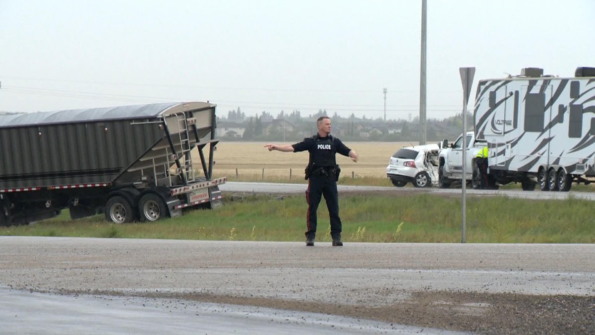 Saskatoon police said a woman was killed on Aug. 31, 2021, in a crash between a car and a semi near the intersection of highways 5 and 41. Preliminary data released by SGI on Jan. 19, 2022, indicates 87 people were killed in collisions on Saskatchewan roads during 2021.