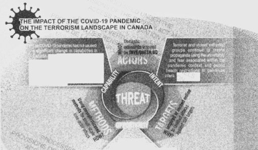 Page from a Canadian terrorism threat assessment on extremist exploitation of the pandemic.