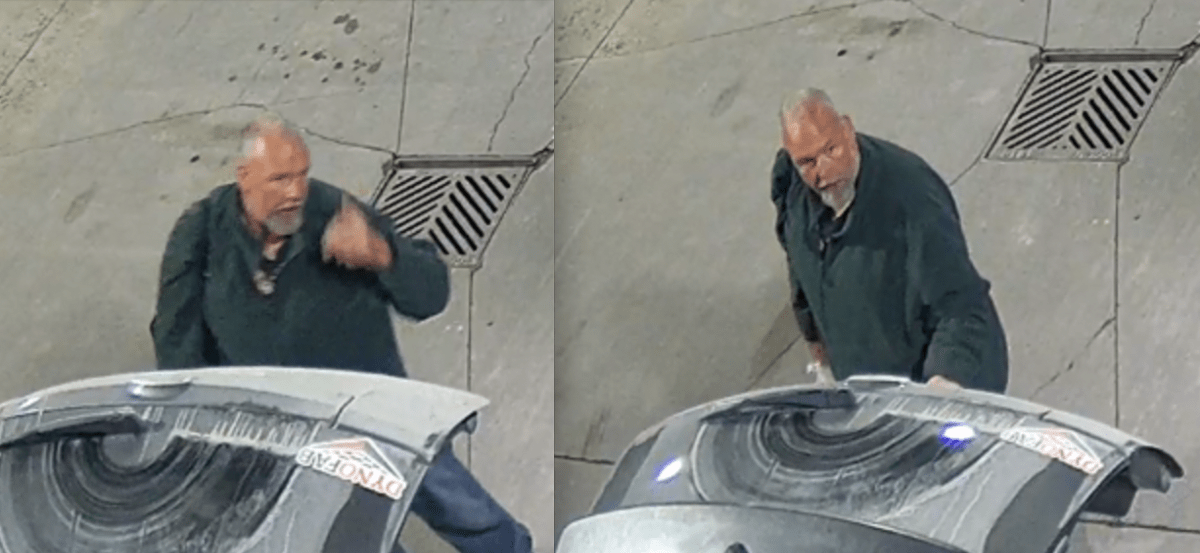 London Police are asking for the public help in identifying the second suspect, described as caucasian, between 45 to 65 years of age, with short grey receding hair and a goatee.