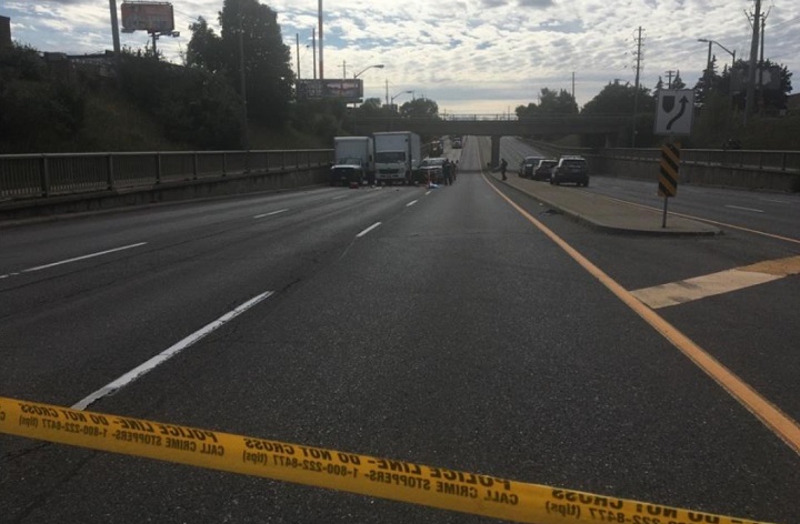 Emergency crews were called to Steeles Avenue West at around 1:20 p.m. on Friday.