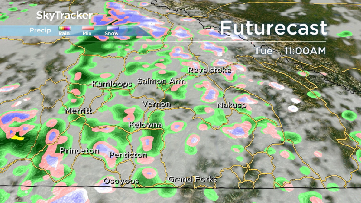 There is a chance of showers on Tuesday.