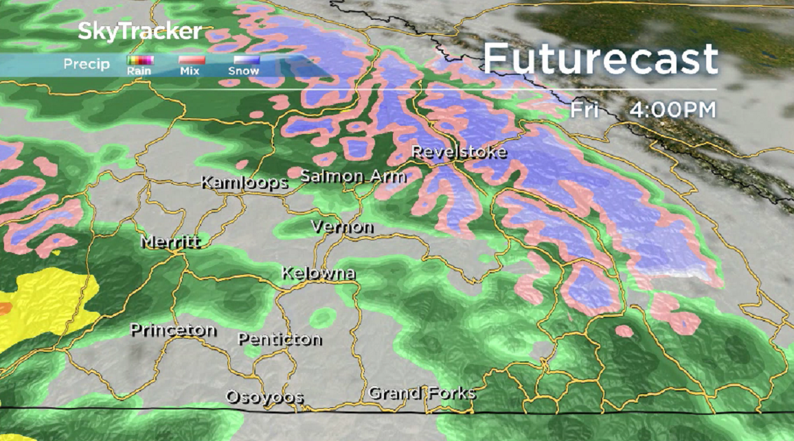 There is a chance of showers sliding into the Okanagan Thursday afternoon.