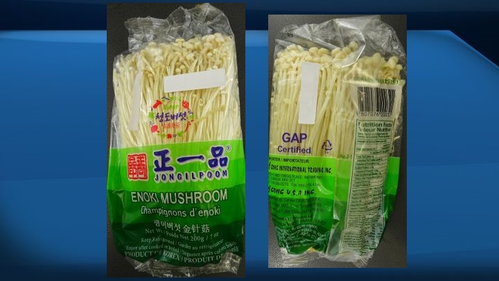 The Canadian Food Inspection Agency says a recall has been issued by Covic International Trading Inc. for its Jongilpoom brand enoki mushrooms due to possible Listeria contamination.