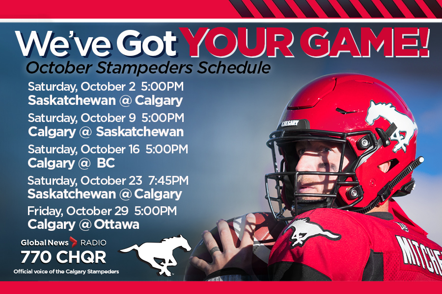 Calgary Stampeders: October Schedule - image