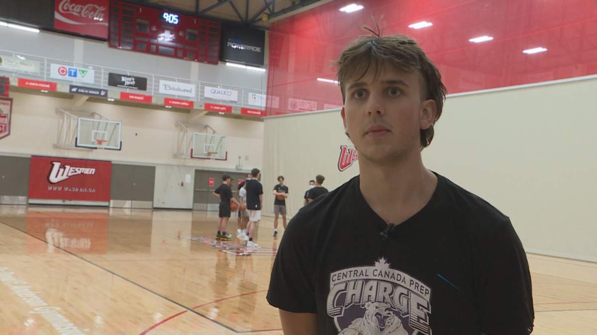 George Fedorchuk in between drills at a Saturday morning session of Evolve Basketball.