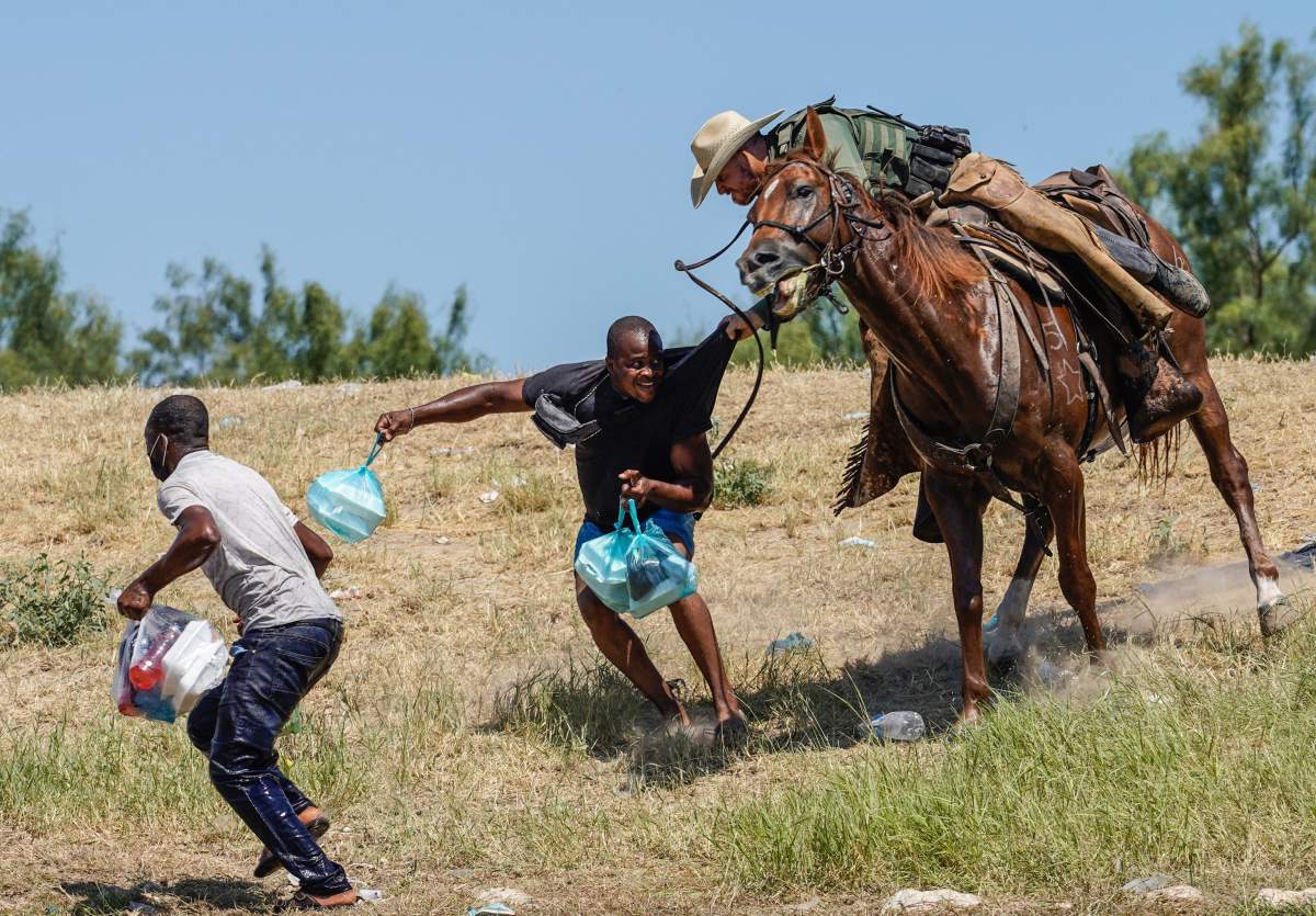 Haitian migrants try to cross the Rio Grande