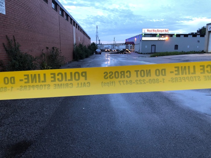 Police tape near Kipling Avenue and Rexdale Boulevard.