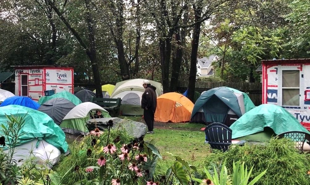 People tenting in Meagher Park, also known as People's Park, last year.
