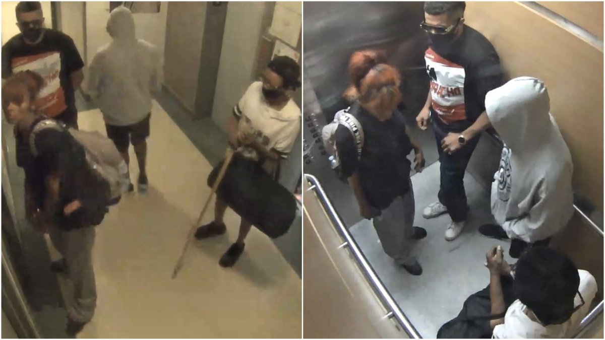 Winnipeg police released photos of four people considered 'persons of interest' in a downtown robbery July 30.