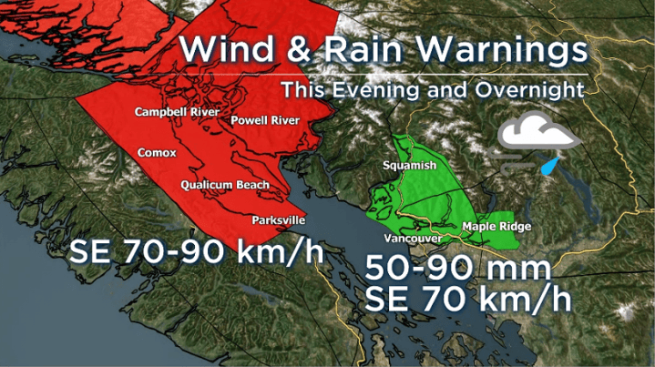 Rainfall warning issued for Metro Vancouver and Howe Sound | Globalnews.ca