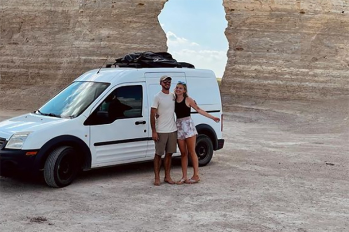 Brian Laundrie and Gabby Petito are shown in their van.