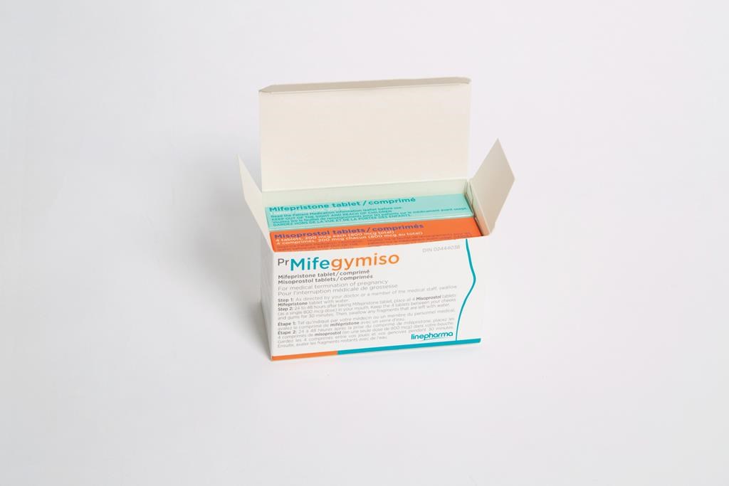The abortion pill Mifegymiso is shown in a company handout photo. 