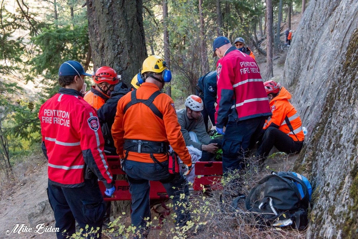Penticton Search and Rescue received a request shortly before 1 p.m. Oct. 10 to assist Penticton Fire Department with an evacuation where a hiker had become in need of help. .