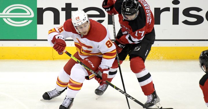 Mangiapane scores twice as Flames make it 4 in a row with 5-3 win over Devils