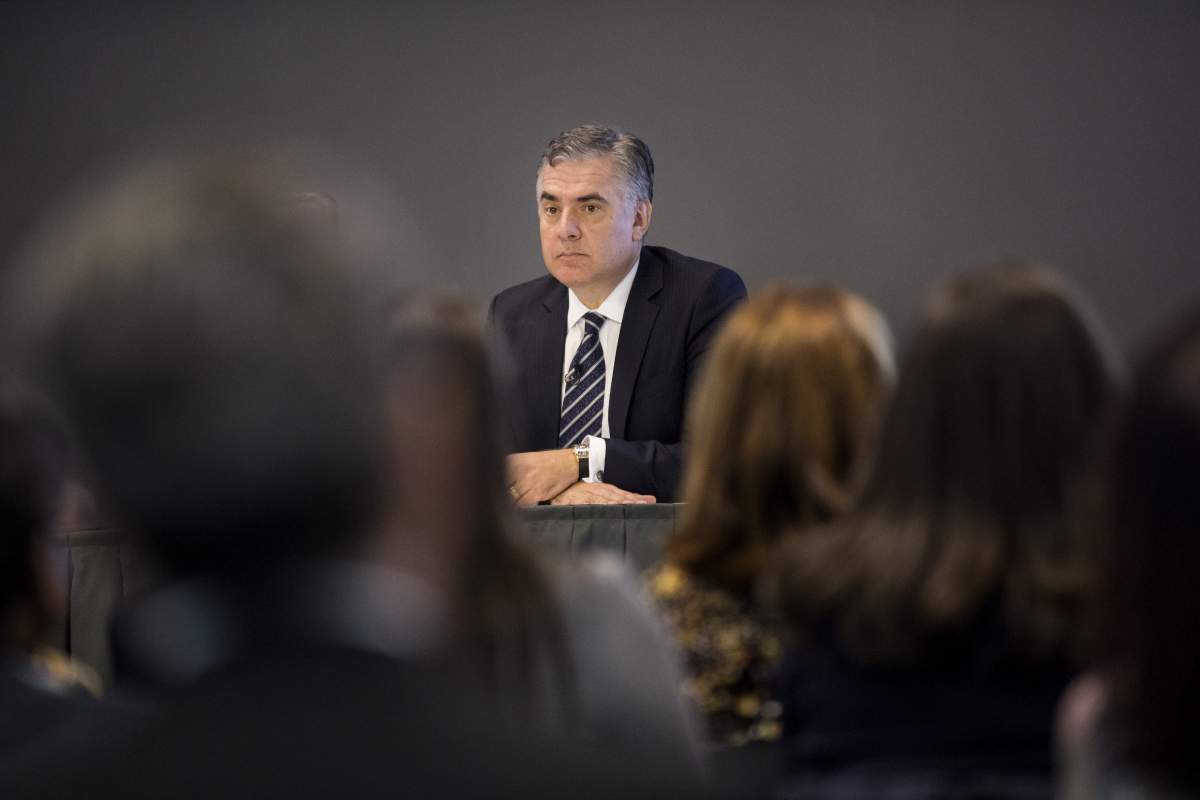 Rogers president and CEO Joe Natale attends the company’s AGM in Toronto on April 18, 2019. Natale was set to be replaced as head of Rogers until the board intervened.