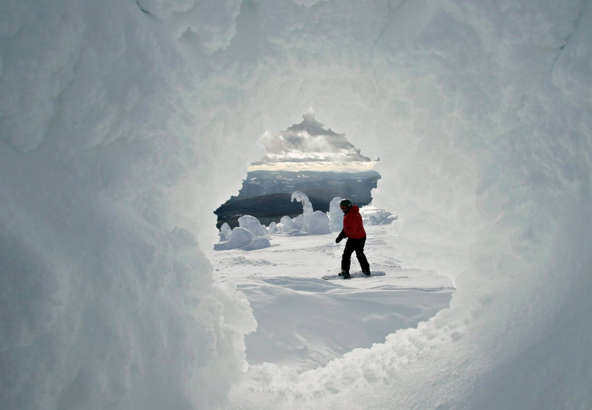 File: A snowboarder is seen at the top of Big White Ski Resort near Kelowna, B.C.