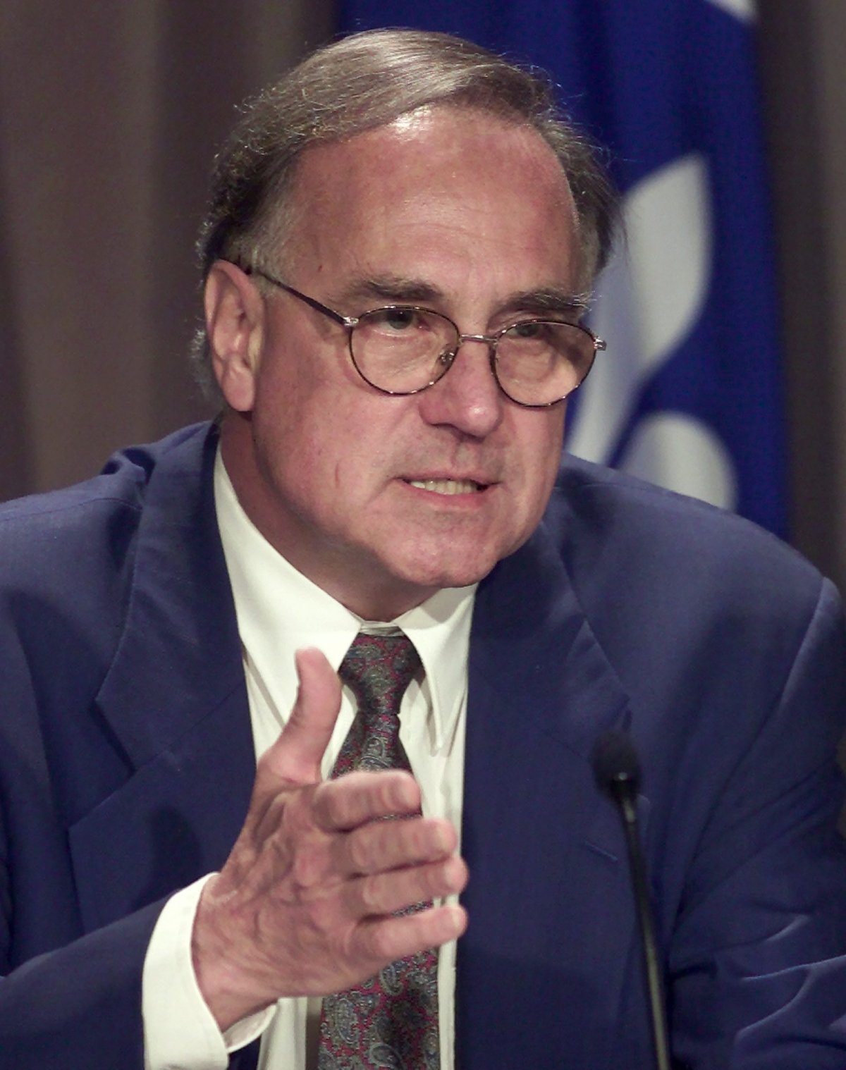 Quebec Labor Minister Jean Rochon speaks to reporters Tuesday May 15, 2001 during a news conference at the legislature in Quebec City. 