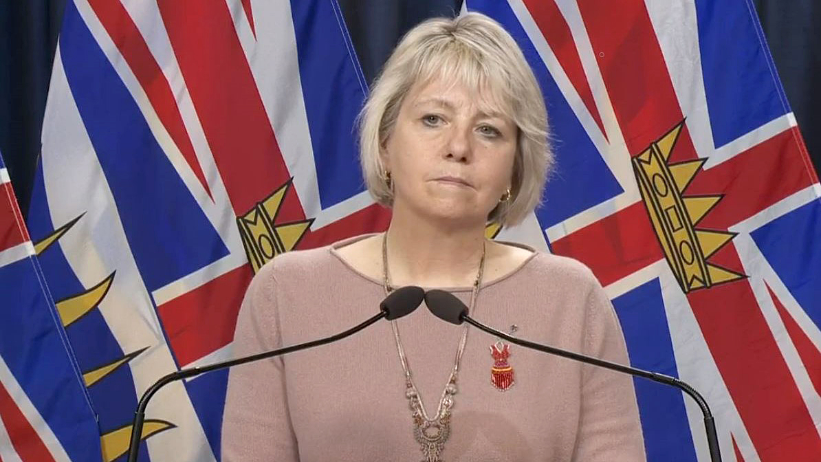 Dr. Bonnie Henry looks on during a press conference on Tuesday, Oct. 26, 2021.
