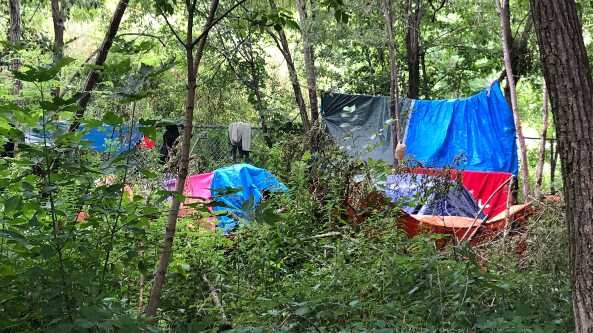 An August 2020 photo of a small encampment on the edge of Hamilton Mountain.