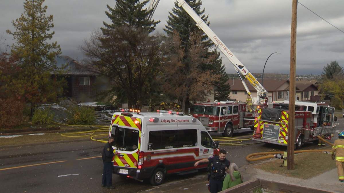 The Calgary Fire Department responded to a blaze in Beddington Heights on Sunday, Oct. 10, 2021.