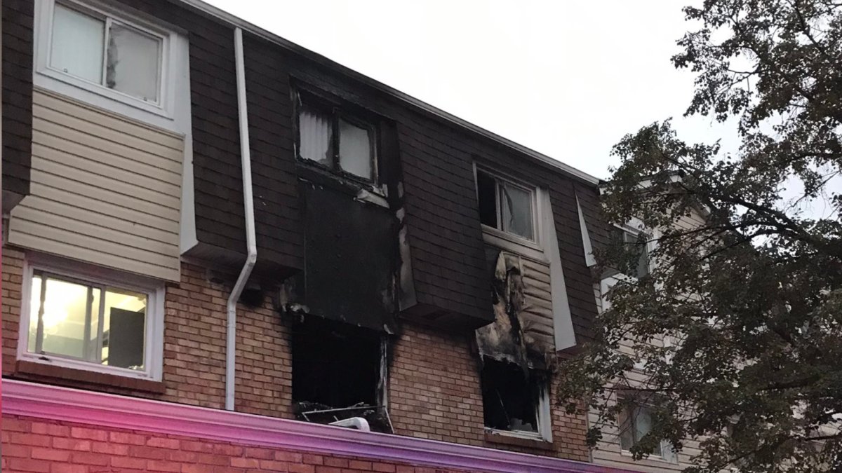Hamilton Fire says the second floor of a townhouse unit endured 'extensive' damage following a blaze in the city's east end on Oct. 26, 2021.   