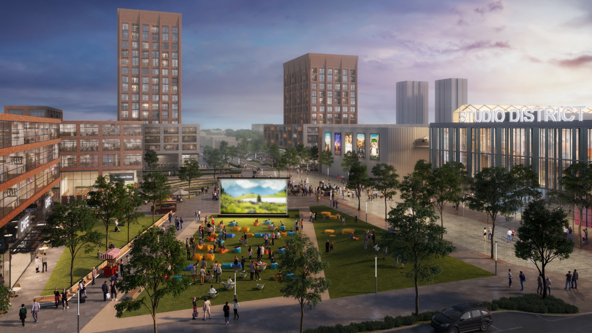 A rendering of west harbour studio project in the Barton-Tiffany lands in Hamilton. Aeon Studio Group entered into a memorandum of understanding with the city in 2019 to construct the district. 