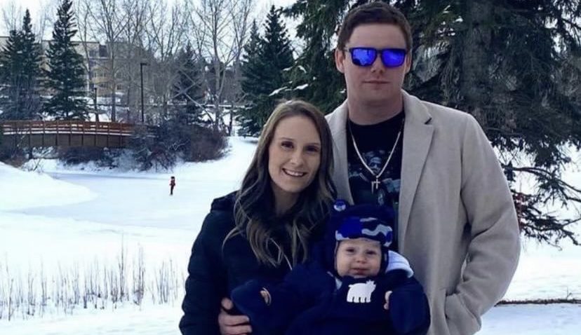 Mchale Busch, Noah McConnell and Cody-Lee McConnell pose for a family photo.